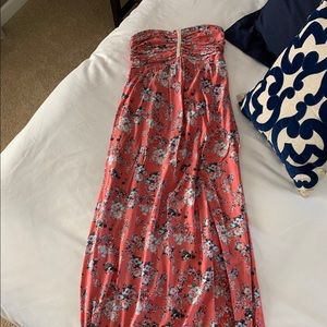 Floral Strapless Maxi Maternity Dress